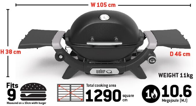 Weber Baby Q Premium 1200N - Midnight Black with Free Cover